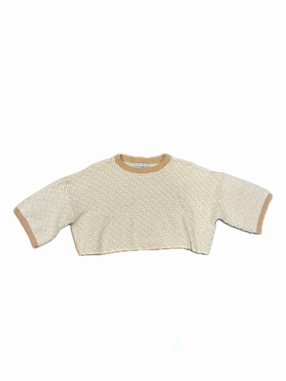 Urban Outfitters Cream Knit Sweater with Tan Ribbed Trim